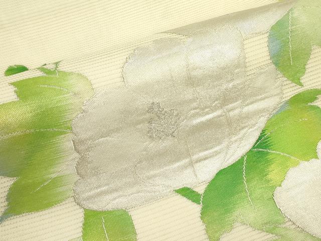 平和屋着物*夏物 九寸名古屋帯 牡丹 銀糸 正絹 逸品 CABH5709rv