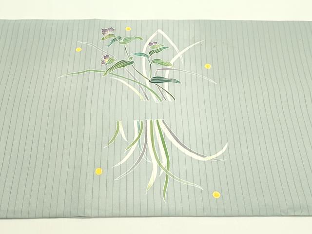 平和屋着物*夏物 東京手描き友禅作家 真淵貴昭 絽塩瀬 九寸名古屋帯 蛍 草花文 正絹 逸品 CABH5710rv