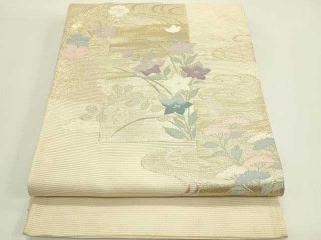 平和屋着物*夏物 六通柄袋帯 秋草文 金糸 正絹 逸品 CABH5723rv