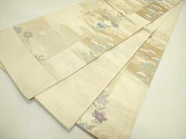 平和屋着物*夏物 六通柄袋帯 秋草文 金糸 正絹 逸品 CABH5723rv