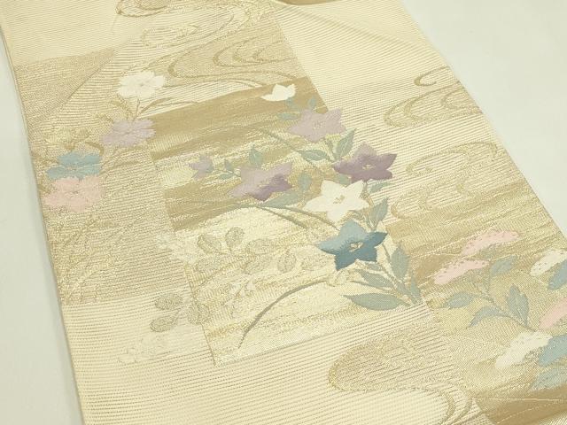 平和屋着物*夏物 六通柄袋帯 秋草文 金糸 正絹 逸品 CABH5723rv