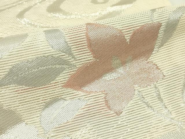 平和屋着物*夏物 六通柄袋帯 流水秋草文 銀糸 正絹 逸品 未使用 CABH5738rv