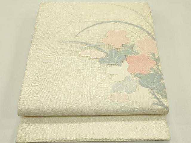 平和屋着物*夏物 太鼓柄袋帯 桔梗 萩 正絹 逸品 CABH5741rv