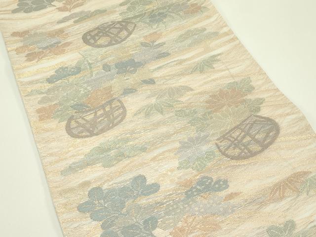 平和屋着物*夏物 六通柄袋帯 花籠文 金糸 正絹 逸品 CABH5746rv