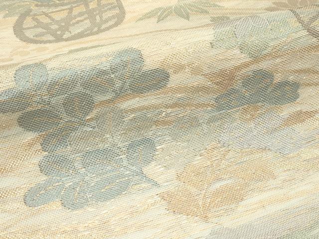 平和屋着物*夏物 六通柄袋帯 花籠文 金糸 正絹 逸品 CABH5746rv