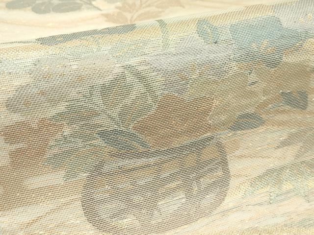平和屋着物*夏物 六通柄袋帯 花籠文 金糸 正絹 逸品 CABH5746rv
