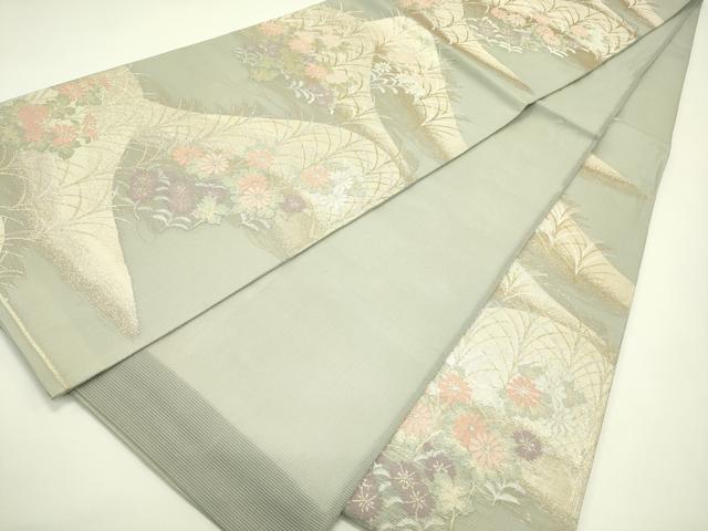 平和屋着物*夏物 六通柄袋帯 遠山秋草文 金銀糸 正絹 逸品 CABH5747rv