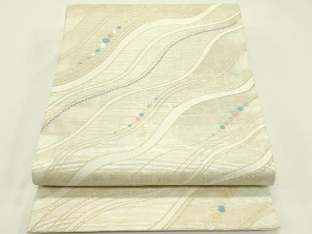 平和屋着物*夏物 六通柄袋帯 ウェーブ 金銀糸 正絹 逸品 CABH5753rv
