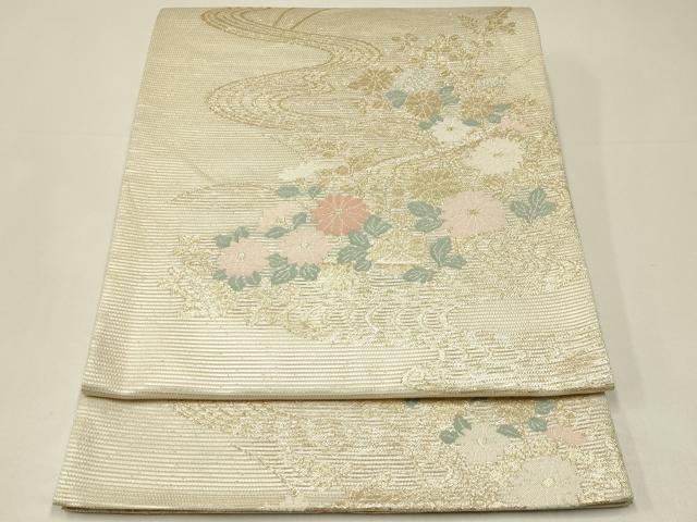 平和屋着物*夏物 六通柄袋帯 流水菊楓文 金糸 正絹 逸品 CABH5768rv