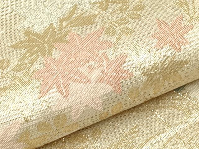 平和屋着物*夏物 六通柄袋帯 流水菊楓文 金糸 正絹 逸品 CABH5768rv