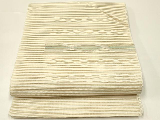 平和屋着物*夏物 八寸名古屋帯 すくい織 幾何学文様 金銀糸 正絹 逸品 未使用 CABH5777rv