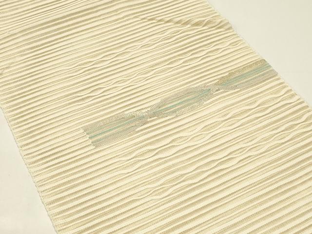平和屋着物*夏物 八寸名古屋帯 すくい織 幾何学文様 金銀糸 正絹 逸品 未使用 CABH5777rv