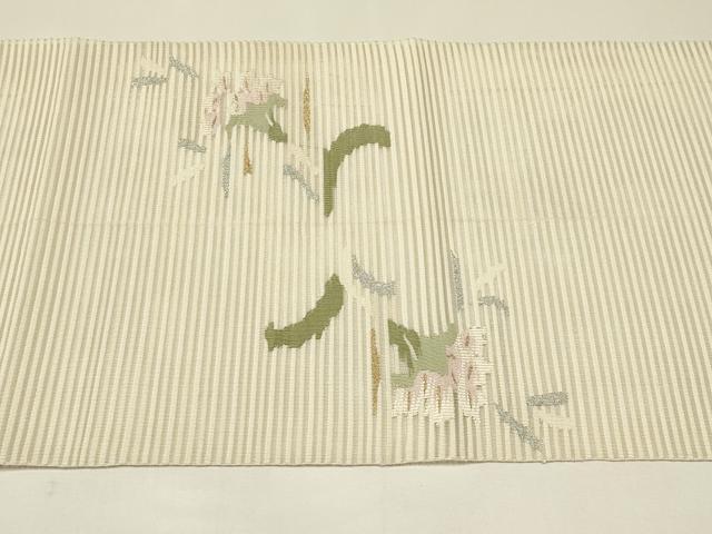 平和屋着物*夏物 八寸名古屋帯 絽綴れ 草花文 金銀糸 正絹 逸品 CABH5778rv