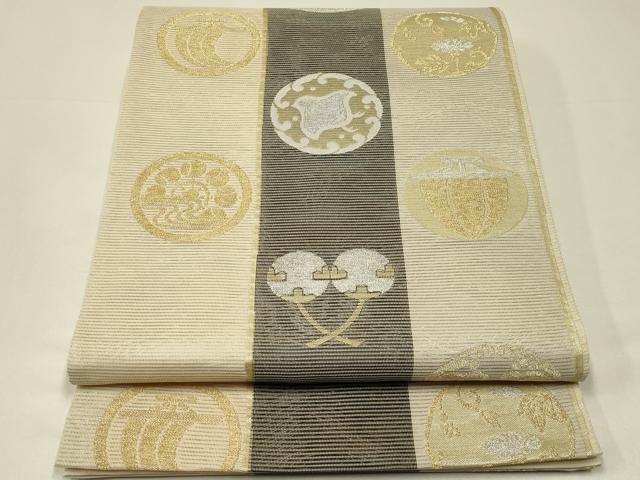 平和屋着物*夏物 六通柄袋帯 玉すだれ 吉祥文 金銀糸 正絹 逸品 CABH5782rv