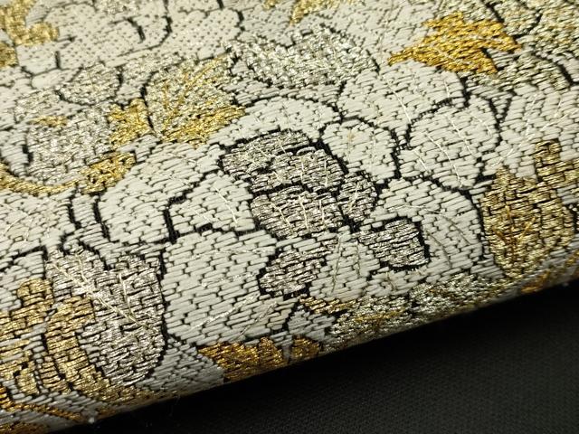 平和屋着物*夏物 太鼓柄袋帯 正倉院花文 黒地 金銀糸 正絹 逸品 CABH5787rv