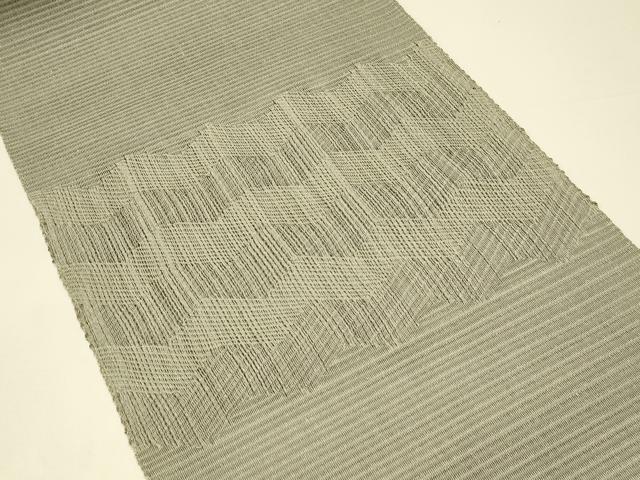 平和屋着物*夏物 八寸名古屋帯 絽綴れ 横段文 灰汁色 正絹 逸品 未使用 CABH5792rv