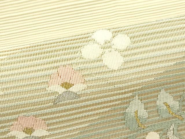 平和屋着物*夏物 八寸名古屋帯 絽綴れ 草花文 金銀糸 正絹 逸品 CABH5798rv