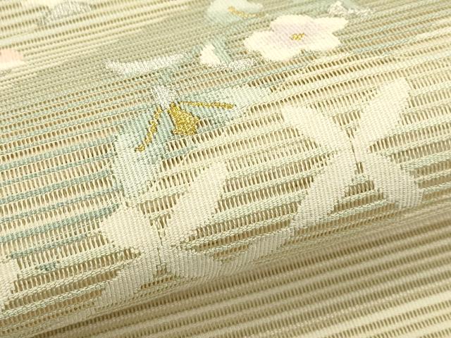 平和屋着物*夏物 八寸名古屋帯 絽綴れ 草花文 金銀糸 正絹 逸品 CABH5798rv