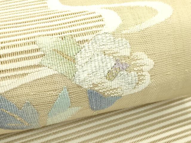 平和屋着物*夏物 八寸名古屋帯 絽綴れ 牡丹 金銀糸 正絹 逸品 CABH5799rv