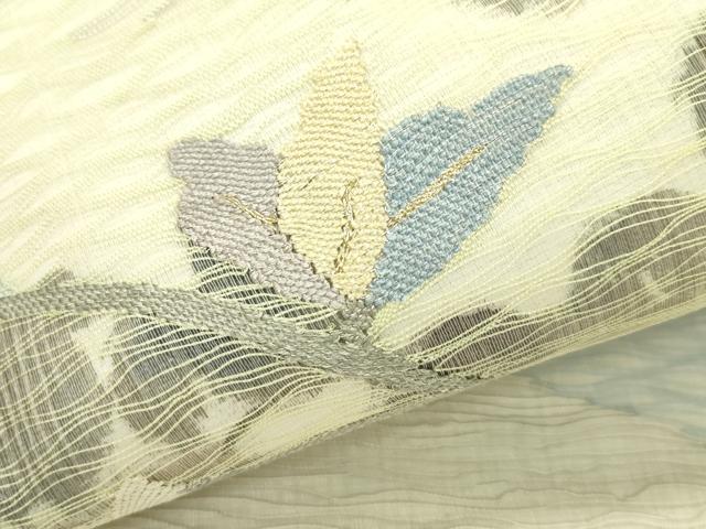 平和屋着物*夏物 太鼓柄袋帯 すくい織 葡萄蔦の葉草花文 金銀糸 正絹 逸品 CABH5802rv