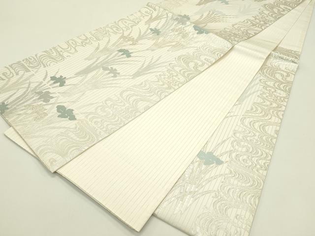 平和屋着物*夏物 六通柄袋帯 唐織 杜若 銀糸 正絹 逸品 CABH5807rv