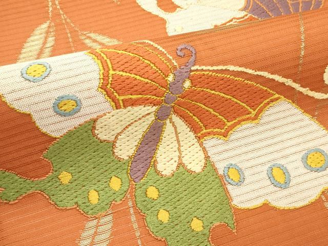 平和屋着物*夏物 六通柄袋帯 唐織 舞蝶文 金糸 正絹 逸品 CABH5809rv