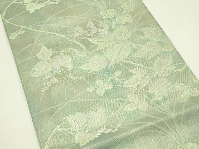 平和屋着物*夏物 九寸開き名古屋帯 草花文 銀糸 正絹 逸品 CABH5812rv