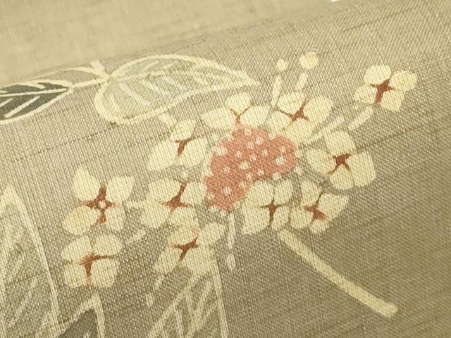 平和屋着物*夏物 九寸名古屋帯 型染め 紫陽花 麻 逸品 CABH5815rv