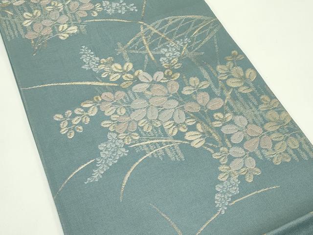 平和屋着物*夏物 六通柄袋帯 萩 金糸 正絹 逸品 CABH5820rv