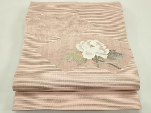 平和屋着物*夏物 八寸名古屋帯 絽綴れ 地紙牡丹文 正絹 逸品 CABH5822rv