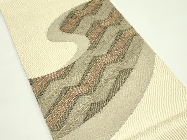 平和屋着物*夏物 太鼓柄袋帯 櫛織 抽象文 金糸 正絹 逸品 CABH5827rv