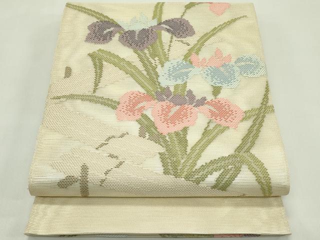 平和屋着物*夏物 太鼓柄袋帯 杜若 正絹 逸品 未使用 CABH5829rv