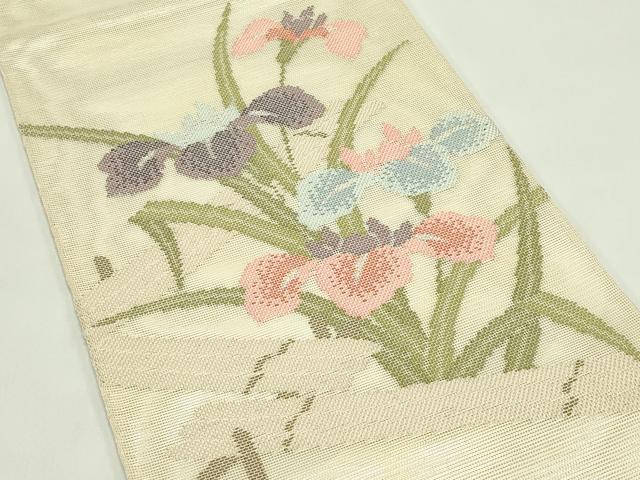 平和屋着物*夏物 太鼓柄袋帯 杜若 正絹 逸品 未使用 CABH5829rv