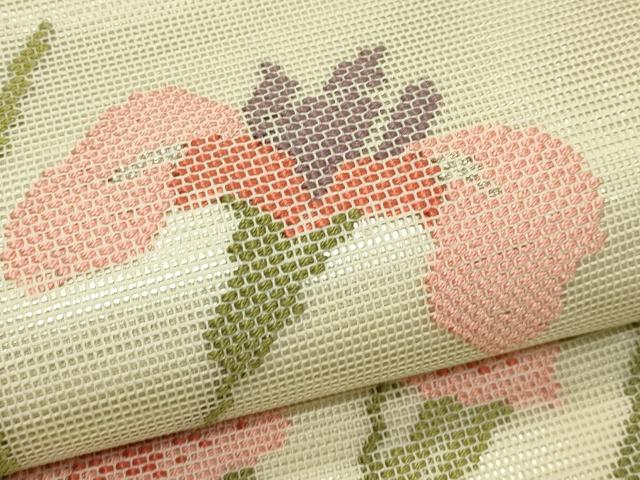 平和屋着物*夏物 太鼓柄袋帯 杜若 正絹 逸品 未使用 CABH5829rv