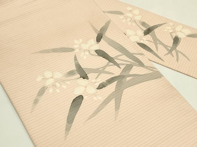平和屋着物*夏物 絽塩瀬 九寸名古屋帯 手描き 草花文 正絹 逸品 CABH5834rv
