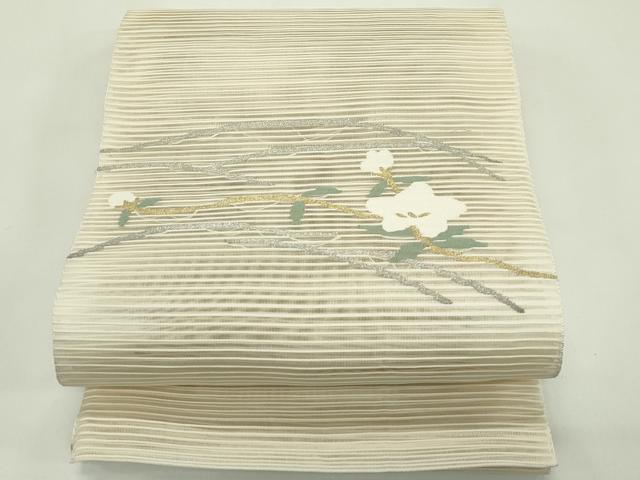 平和屋着物*夏物 八寸名古屋帯 絽綴れ 枝花文 金銀糸 正絹 逸品 未使用 CABH5836rv