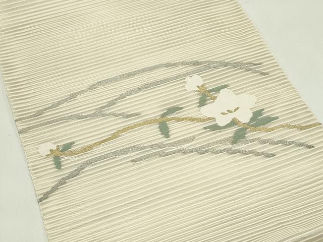 平和屋着物*夏物 八寸名古屋帯 絽綴れ 枝花文 金銀糸 正絹 逸品 未使用 CABH5836rv