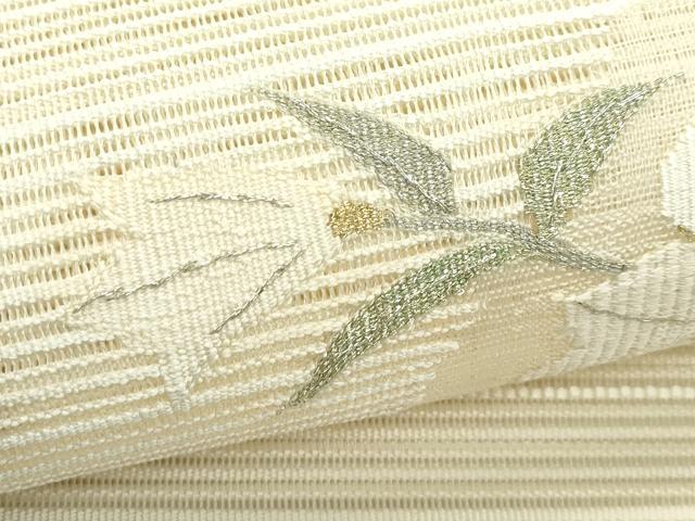 平和屋着物*夏物 八寸名古屋帯 絽綴れ 枝花文 金銀糸 正絹 逸品 CABH5838rv
