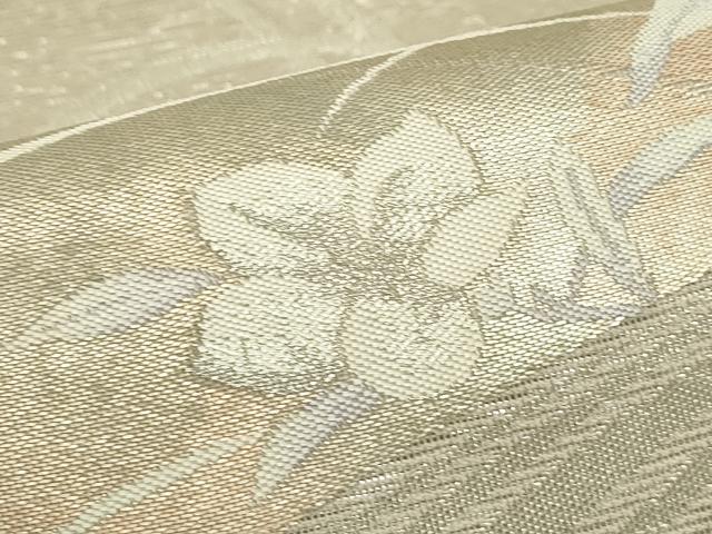 平和屋着物*夏物 六通柄袋帯 流水草花文 銀糸 正絹 逸品 CABH5847rv