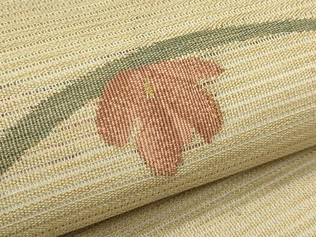 平和屋着物*夏物 九寸名古屋帯 草花文 金糸 正絹 逸品 CABH5860rv