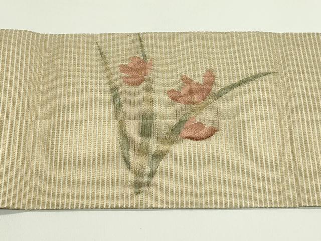 平和屋着物*夏物 九寸名古屋帯 草花文 金糸 正絹 逸品 CABH5860rv