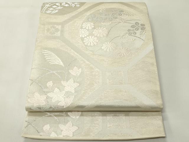 平和屋着物*夏物 六通柄袋帯 唐織 蜀江秋草文 銀糸 正絹 逸品 未使用 CABH5861rv