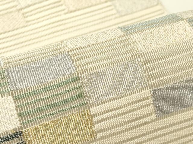 平和屋着物*夏物 八寸名古屋帯 絽綴れ 市松文様 正絹 逸品 CABH5878rv