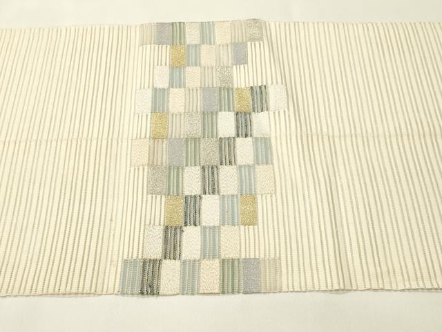 平和屋着物*夏物 八寸名古屋帯 絽綴れ 市松文様 正絹 逸品 CABH5878rv