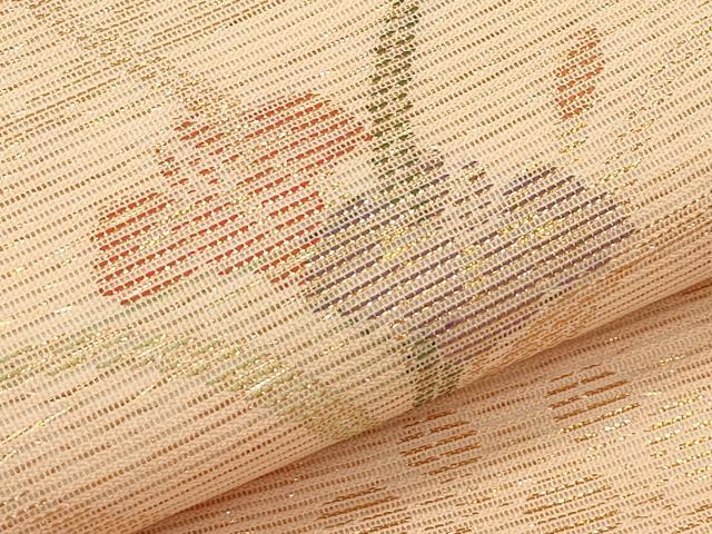 平和屋着物*夏物 六通柄袋帯 秋草文 金糸 正絹 逸品 CABH5891rv