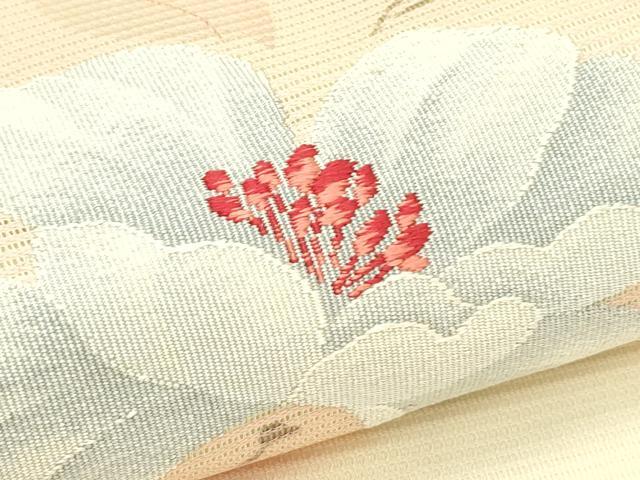 平和屋着物*夏物 九寸名古屋帯 枝花文 金糸 正絹 逸品 未使用 CABH5898rv
