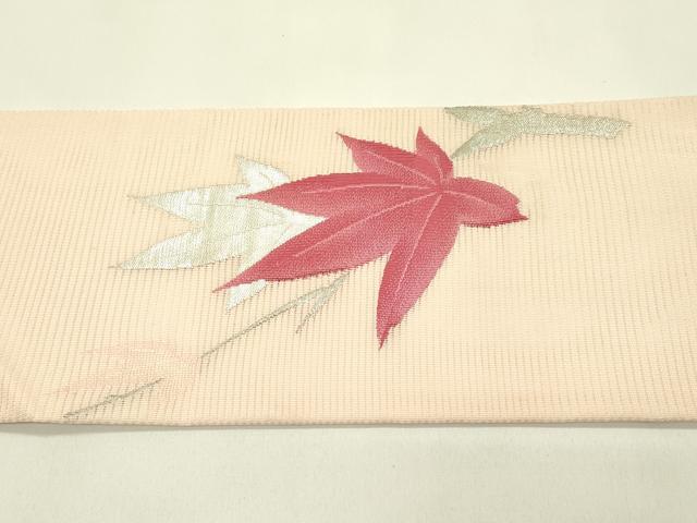平和屋着物*夏物 九寸名古屋帯 楓 銀糸 正絹 逸品 未使用 CABH5899rv
