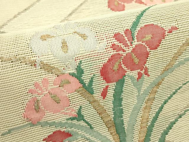 平和屋着物*夏物 八寸名古屋帯 杜若 金糸 正絹 逸品 CABH5903rv