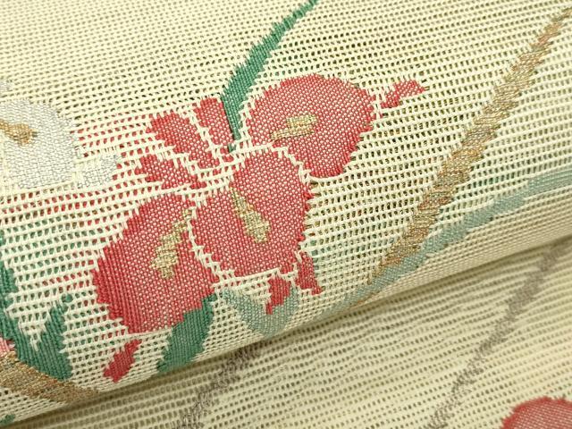 平和屋着物*夏物 八寸名古屋帯 杜若 金糸 正絹 逸品 CABH5903rv