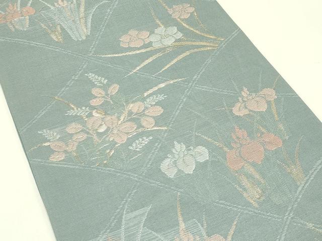 平和屋着物*夏物 六通柄袋帯 秋草文 金糸 正絹 逸品 CABH5906rv